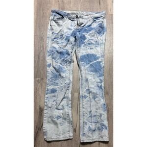 Mossimo Supply Co Womens Straight Leg Jeans Blue White Tie Dye Acid Wash Size 15